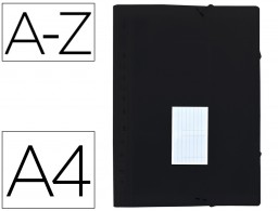 Carpeta clasificadora 13 departamentos Liderpapel A4 polipropileno negro translúcido